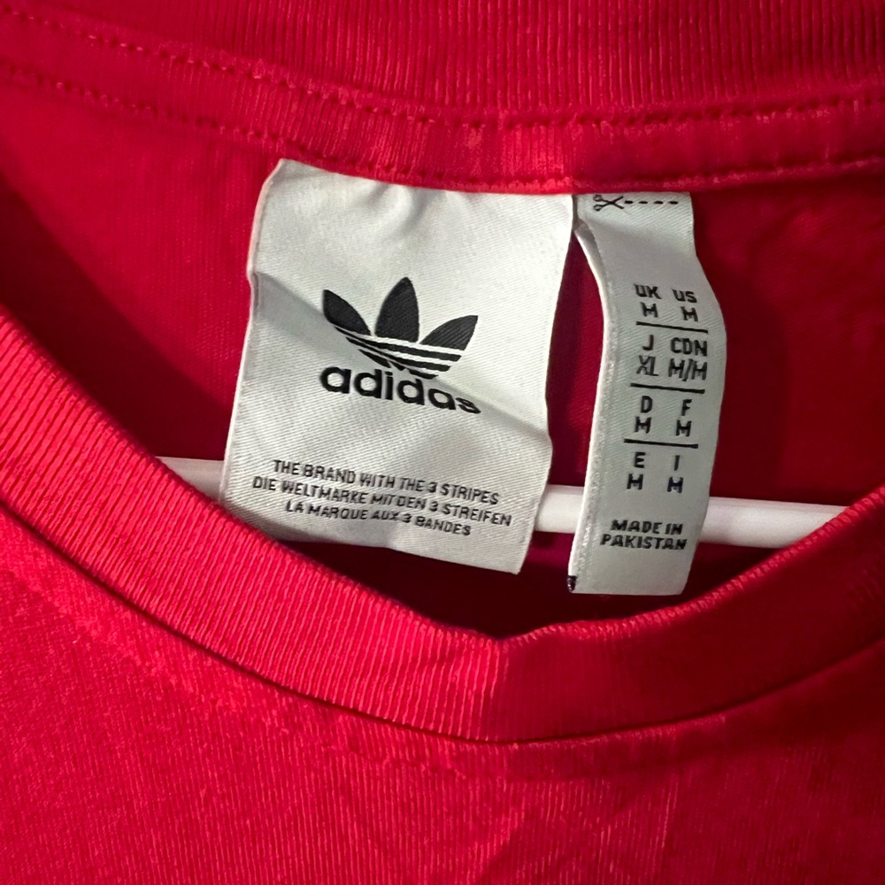 Adidas Bold Red Tee with White Accents - Picture 4 of 4